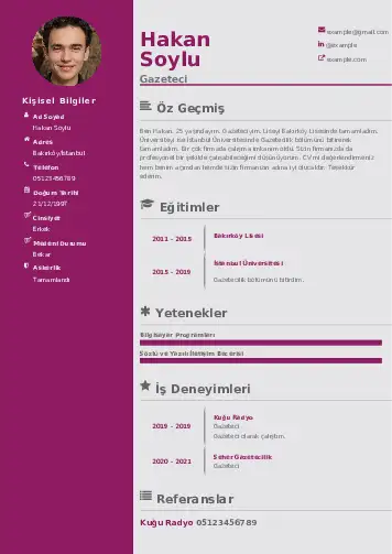 Gazeteci CV Örnekleri cv indir